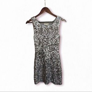 Amber Blue Silver Sequin Tank Mini Dress